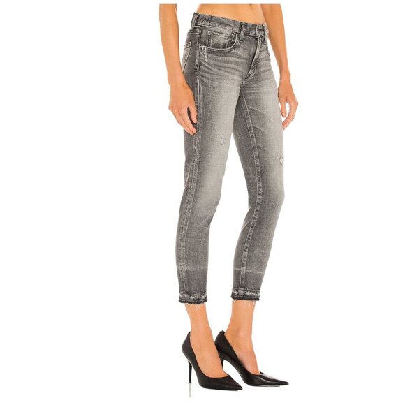 MOUSSY VINTAGE Cadet Skinny Gray Washed Black Distressed Cropped Jeans sz 24 - Picture 2 of 7